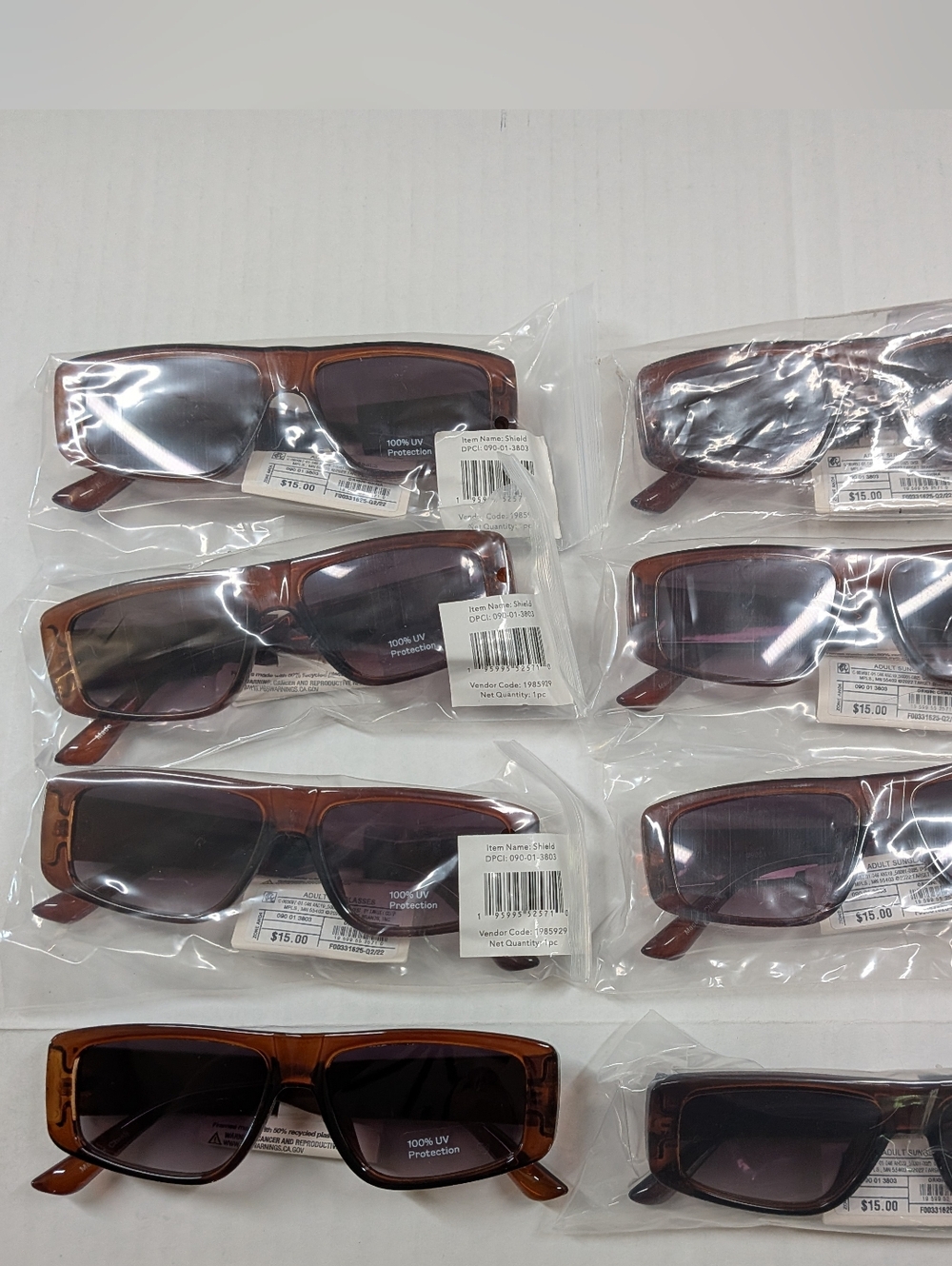 A New Day Brown Rectangular Sunglasses with Gradient Brown Lenses  8 Pair